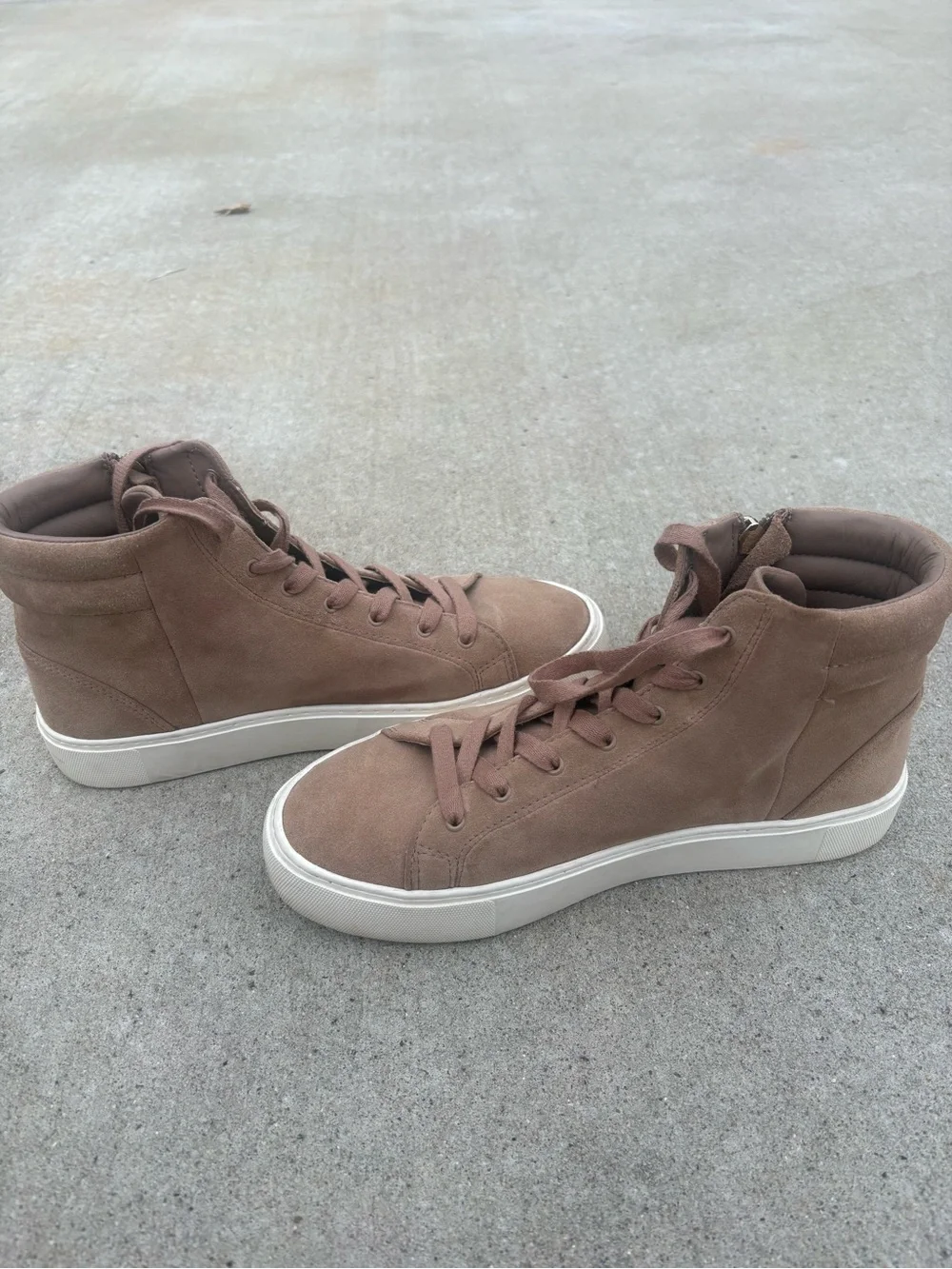 UGG Taupe Suede High-Top Casual Sneakers with Side Zip